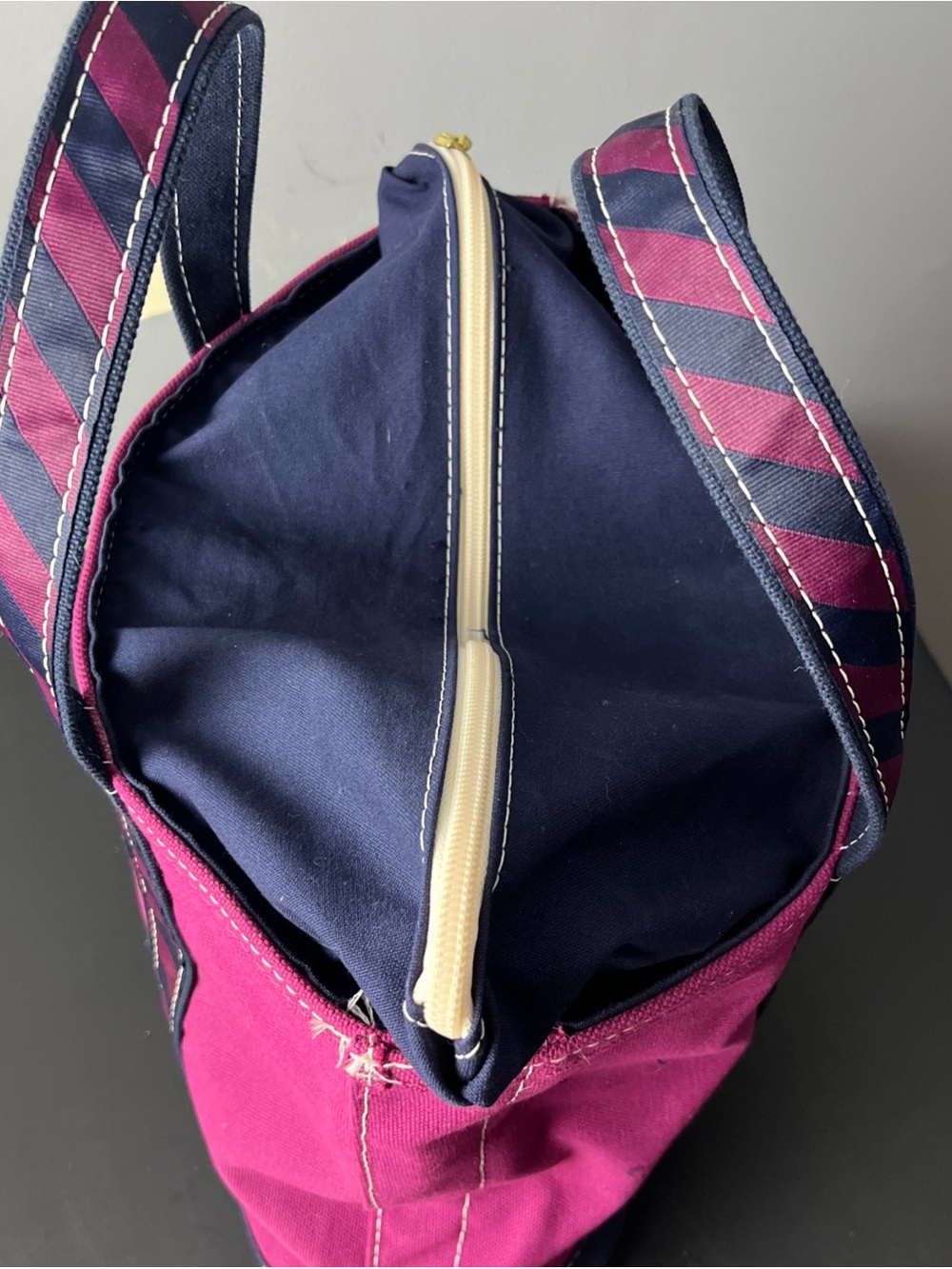 L.L. Bean Canvas Tote in Magenta and Navy - Picture 5 of 12